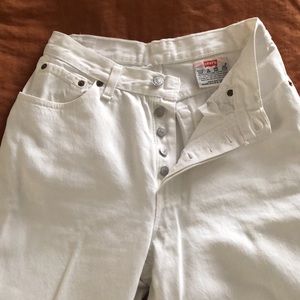 Vintage white Levi’s 501’s with button fly